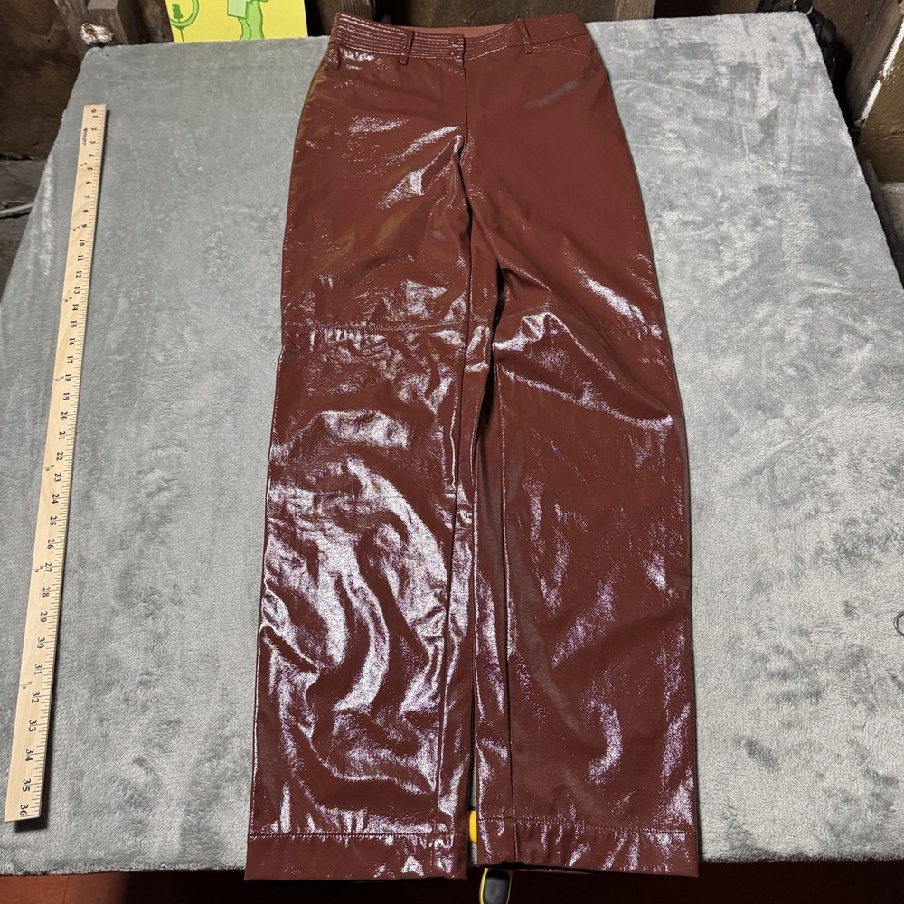 Aritzia Wilfred Straight Leg Burgandy Faux Leather‎ Jeans Size 6 City Boho Indie